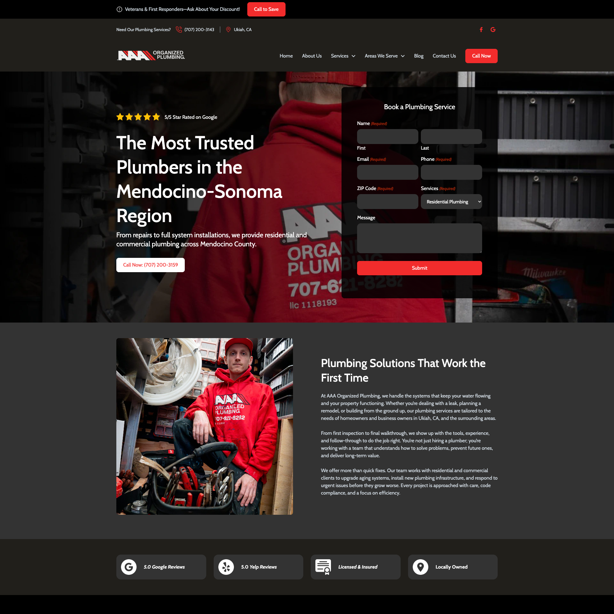AAA Organized Plumbing website example
